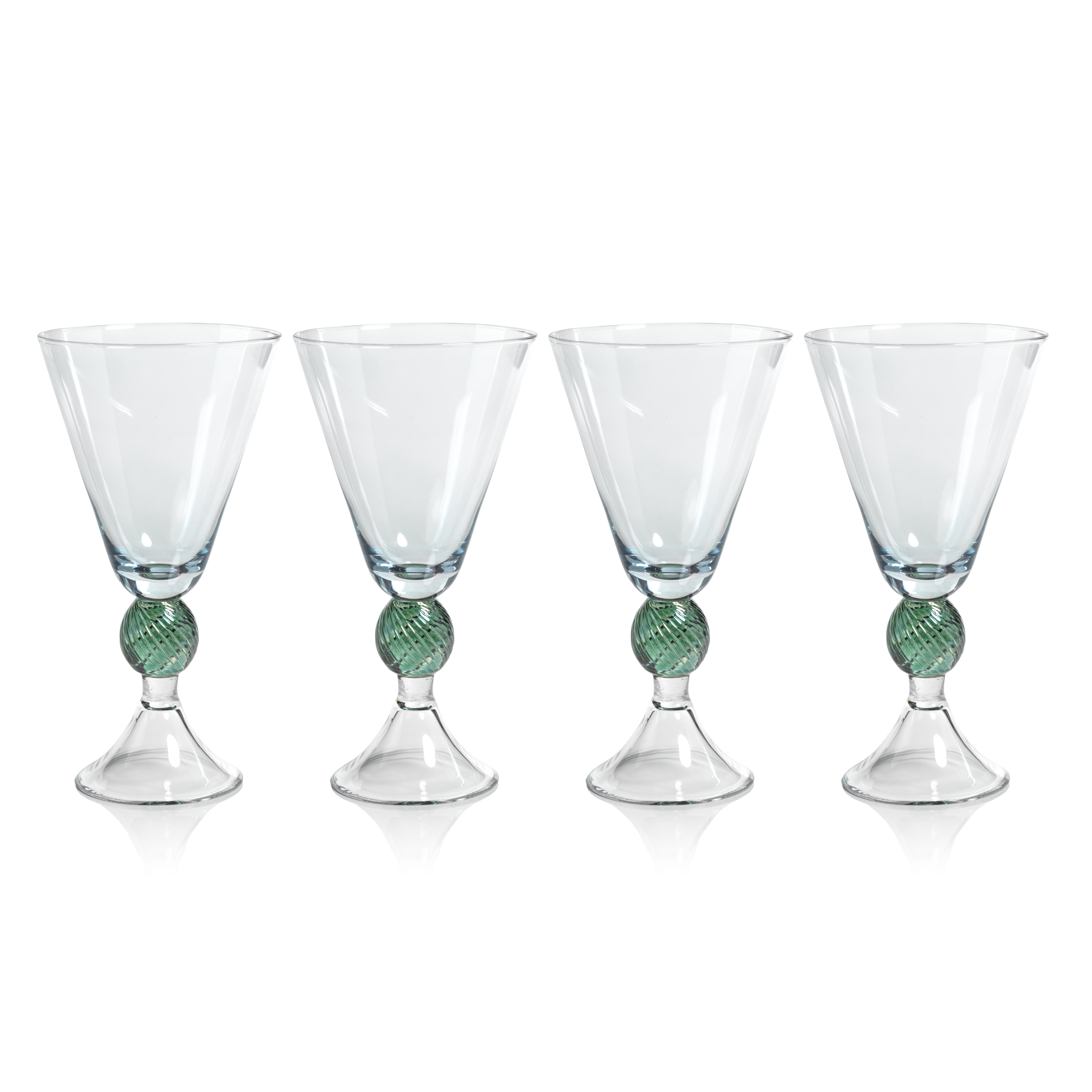 Set of 4 Blue Wine Glasses Gold Diamond Stemmed 14 oz by The Wine