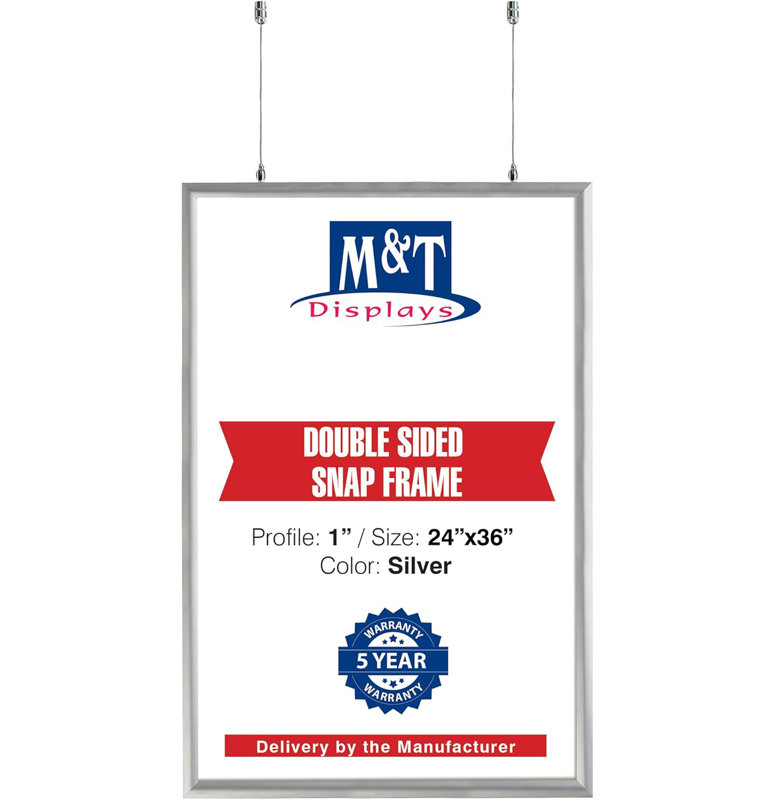 Cadre pour affiche M&T Affiche, taille de profil en aluminium, chargement frontal, fixation murale, photo, image, document, certificat, porte-affiche