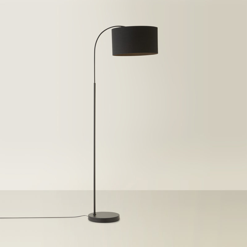 Domani 143cm Black Arched Floor Lamp, Black