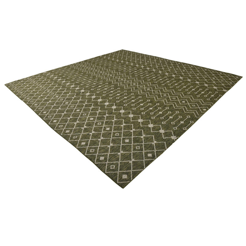 Outdoor Preen Area Rug Seige Color, Square 13'