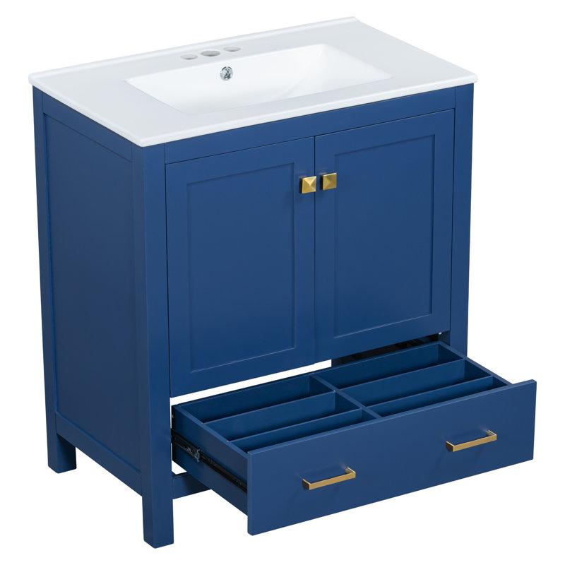 Ensemble de meuble-lavabo 60 "avec double meuble-lavabo 60", Bleu