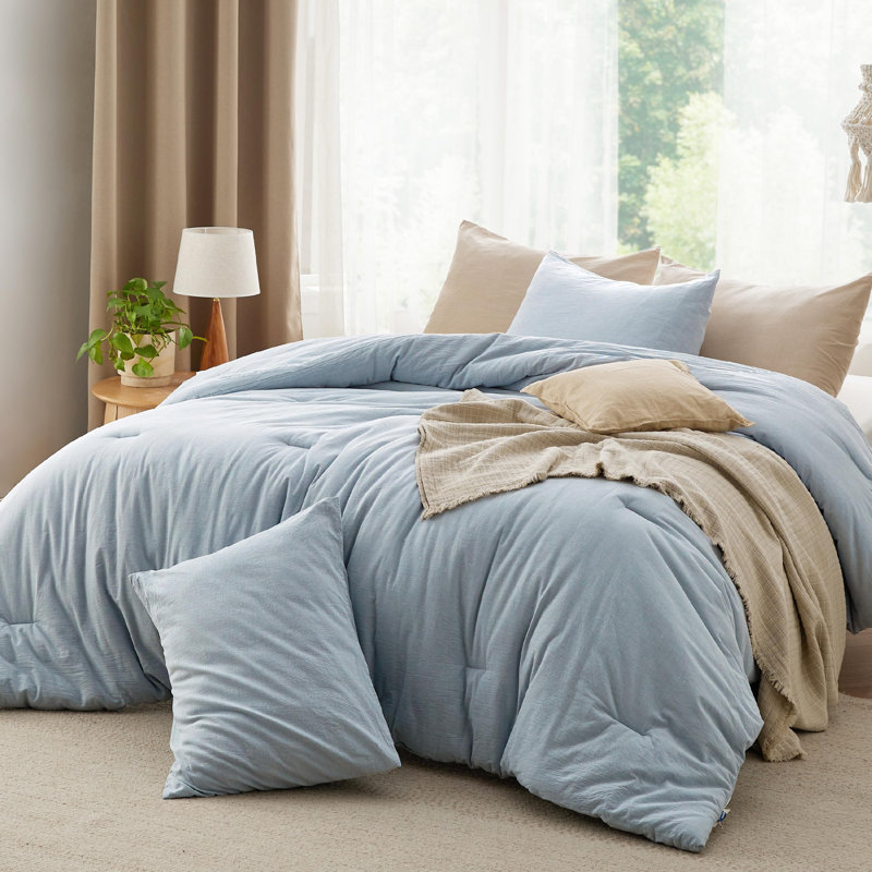 Best Seller Bedsure Cotton Fabric With Microfiber Inner Fill Comforter Set, 143TC, King Comforter with 2 Pillowcases