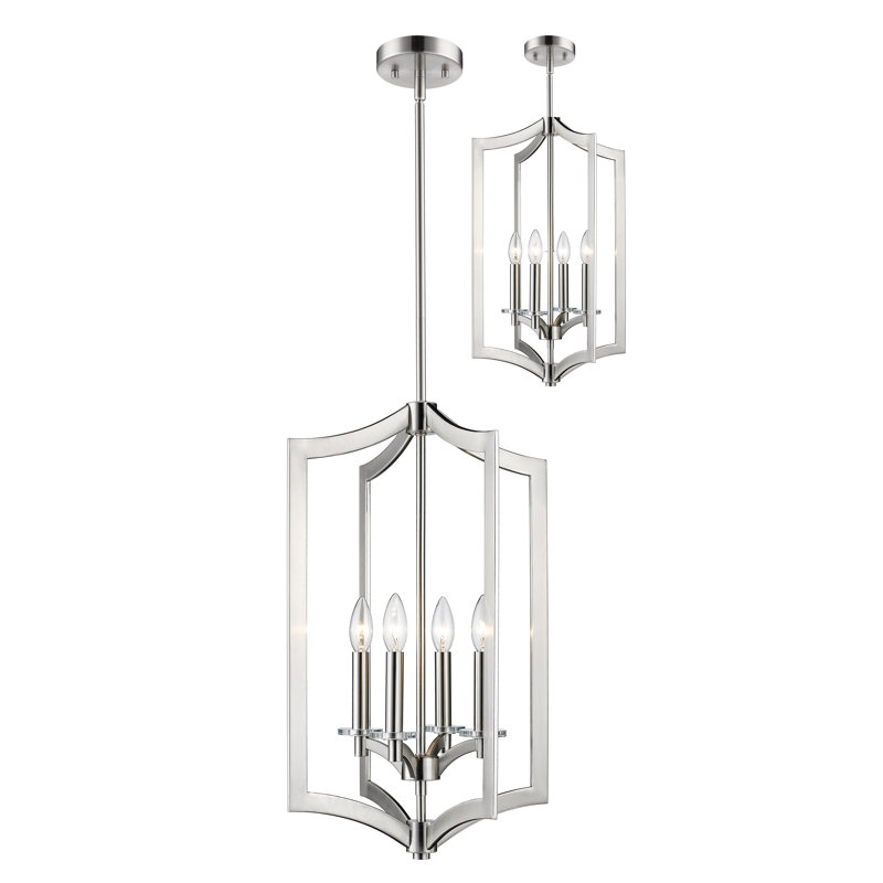 Lustre géométrique à 4 lumières Lilou, Nickel brossé