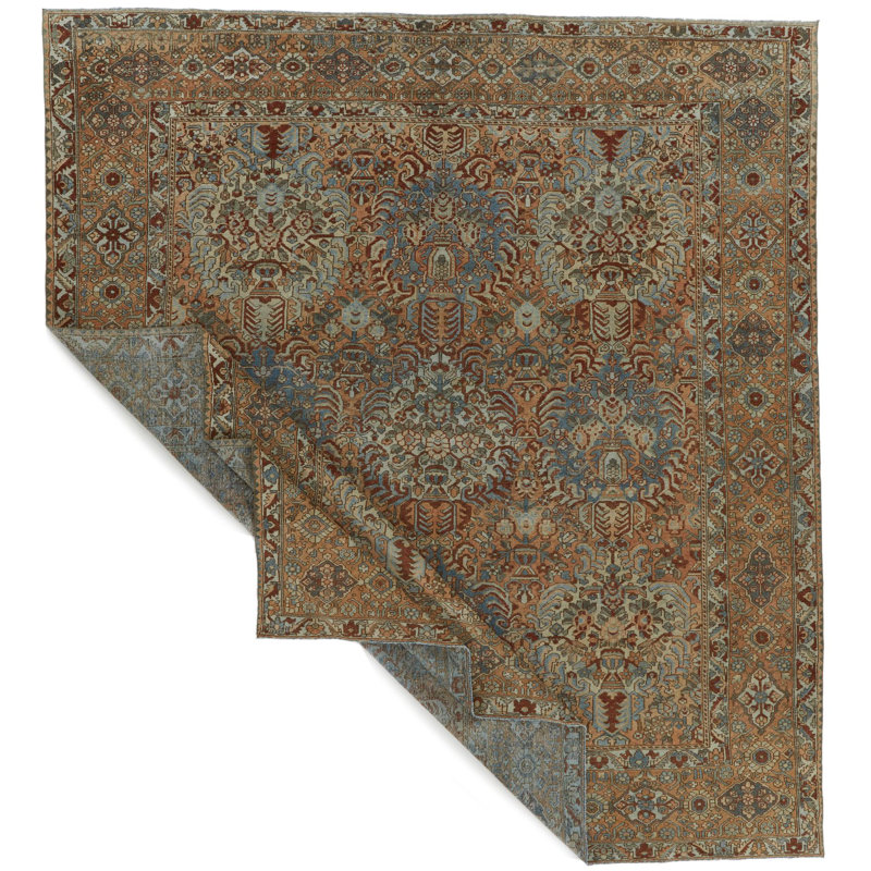 Tapis Oushak rouille et multicolore 12 x 13