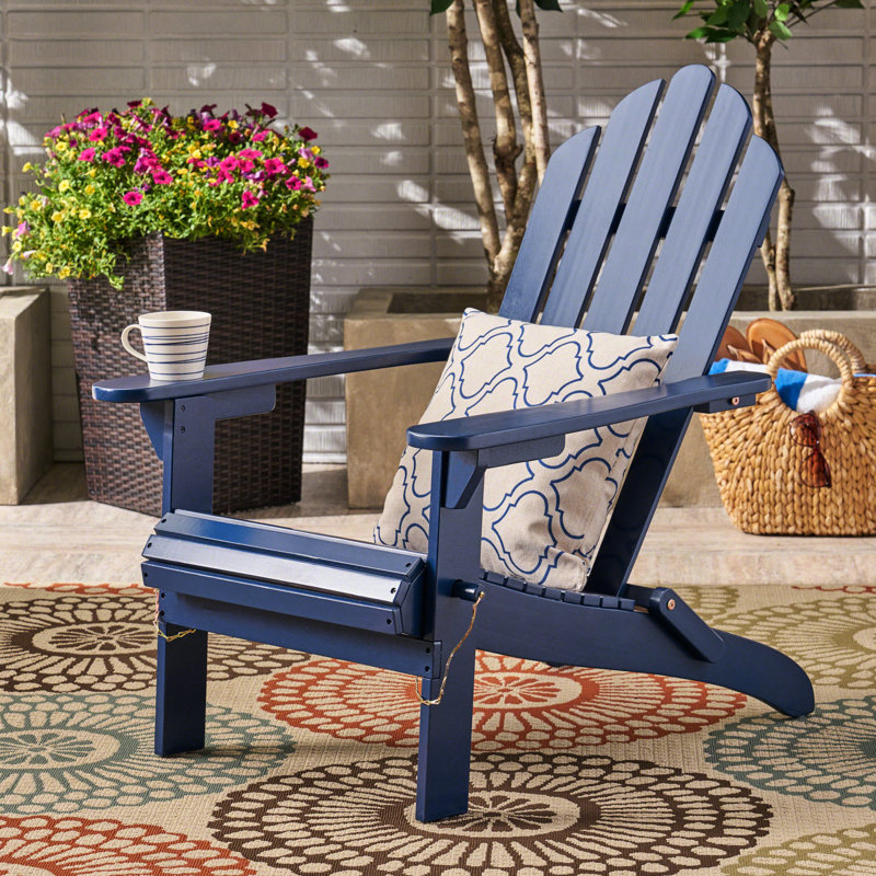 Chaise pliante en bois bleu, l 29,67 po x P 36,36 po, H 37,11 po