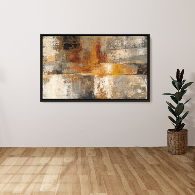 "Silver and Amber Crop" par Silvia Vassileva, reproduction sur toile dans un cadre flottant noir, H 39,5 po x l 63,5 po
