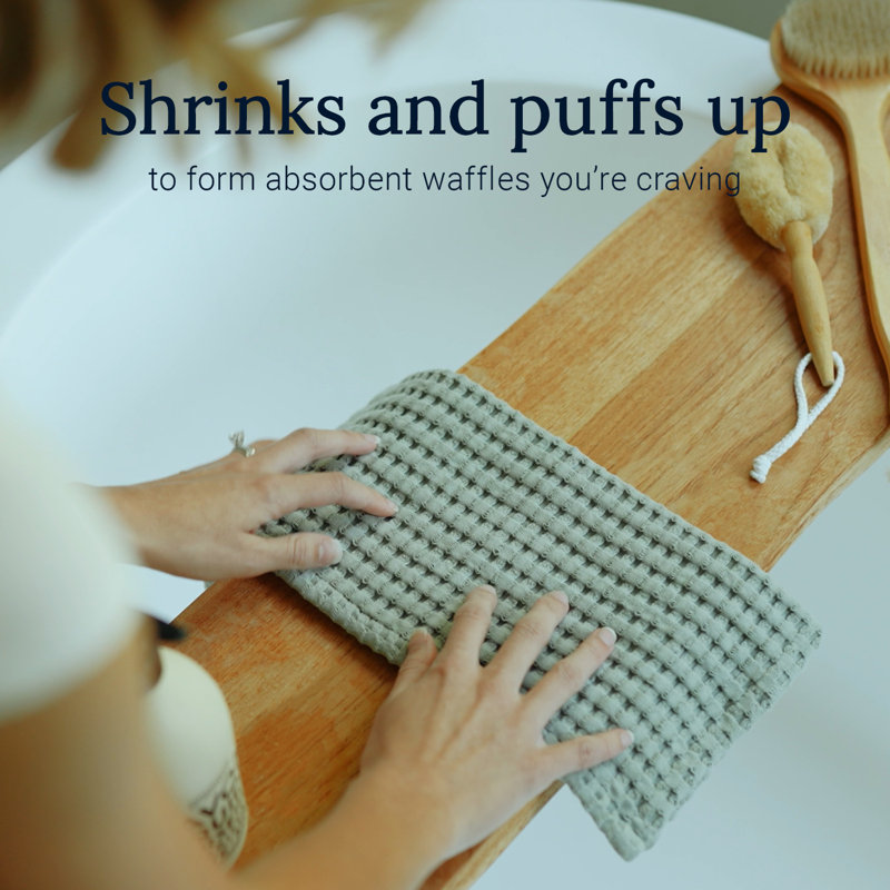 Waffle Washcloth Set of 4 – 100% Natural Cotton, Quick-Dry Exfoliating Wash Cloths, Modern Style, Sage Gray