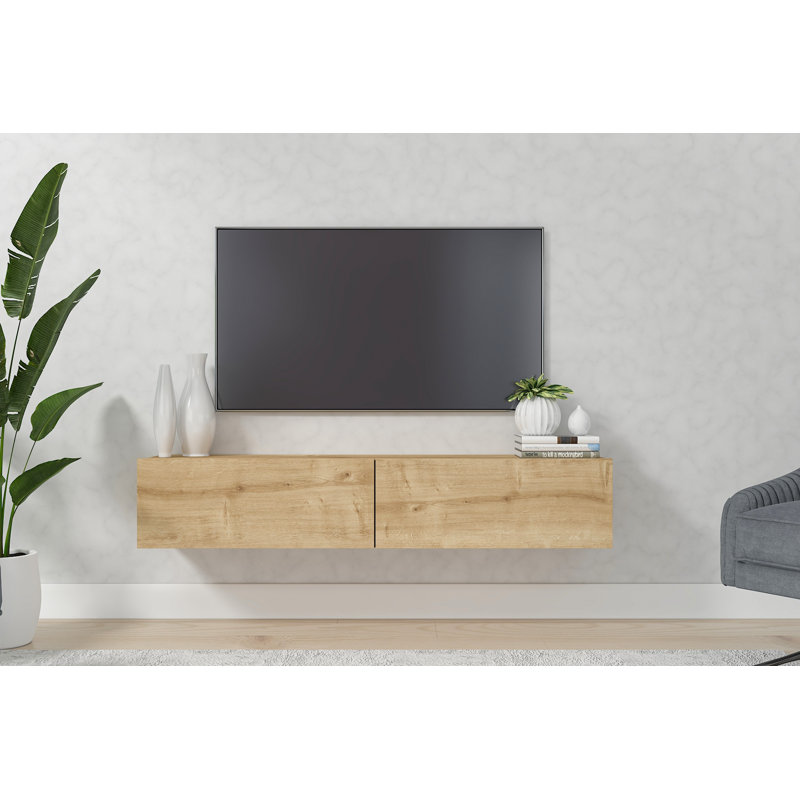 Alesandrini 53" Floating TV Stand Up to 70" TV's Wall Mounted Media Console, Oak
