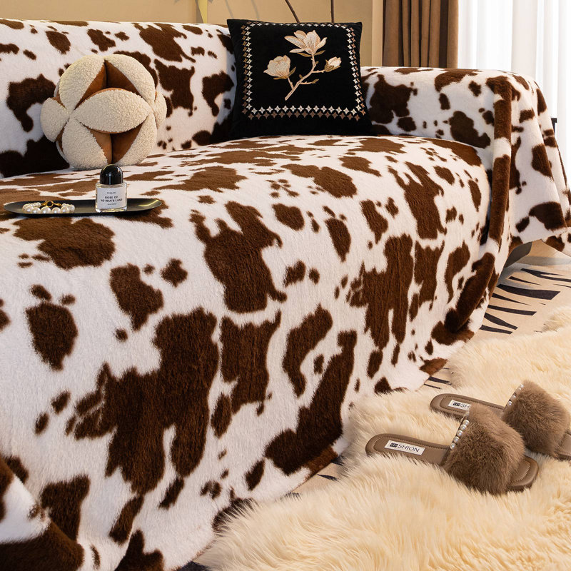 5-Seater Ultra-Thick Winter Soft Plush Couch Cover – Washable Furniture Protector for Dogs, Pets, Anti-Slip, Anti-Dust Sofa Cushion Cover, 165.35 x 66.93 Inches