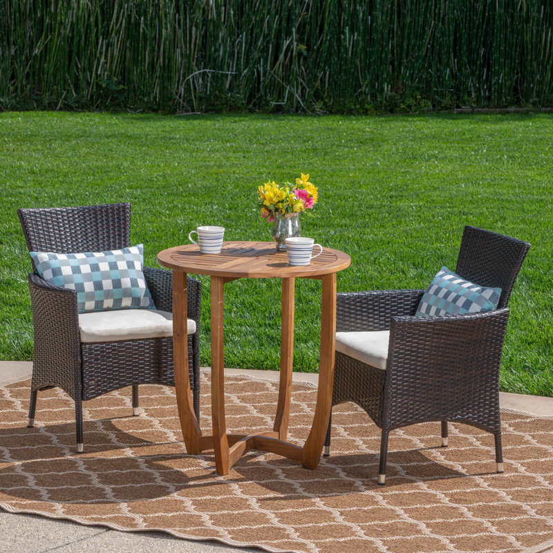 Millard 2 - Person Acacia Wicker Patio Dining Set with Round Table