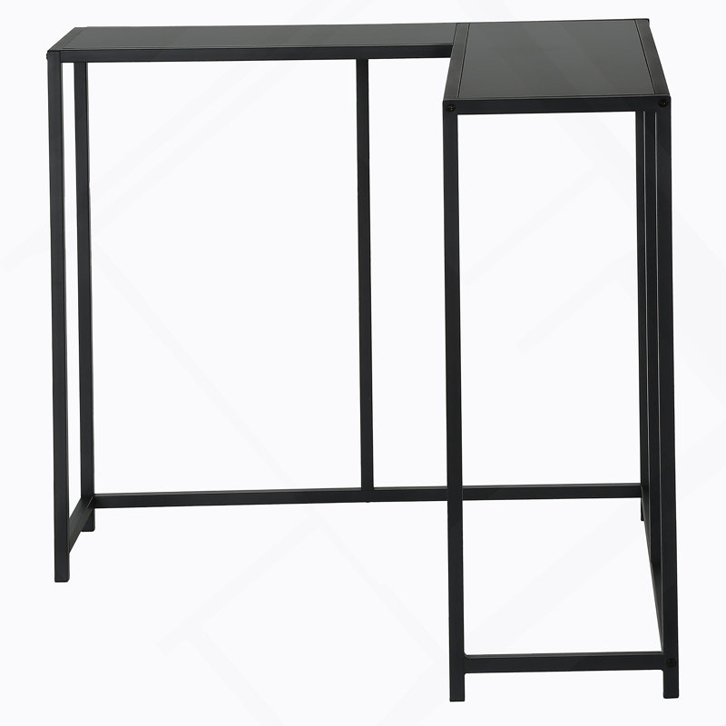 Table d'appoint, console, vestibule, étroit, d'angle, stratifié noir, métal noir, contemporain, moderne, Noir, Noir