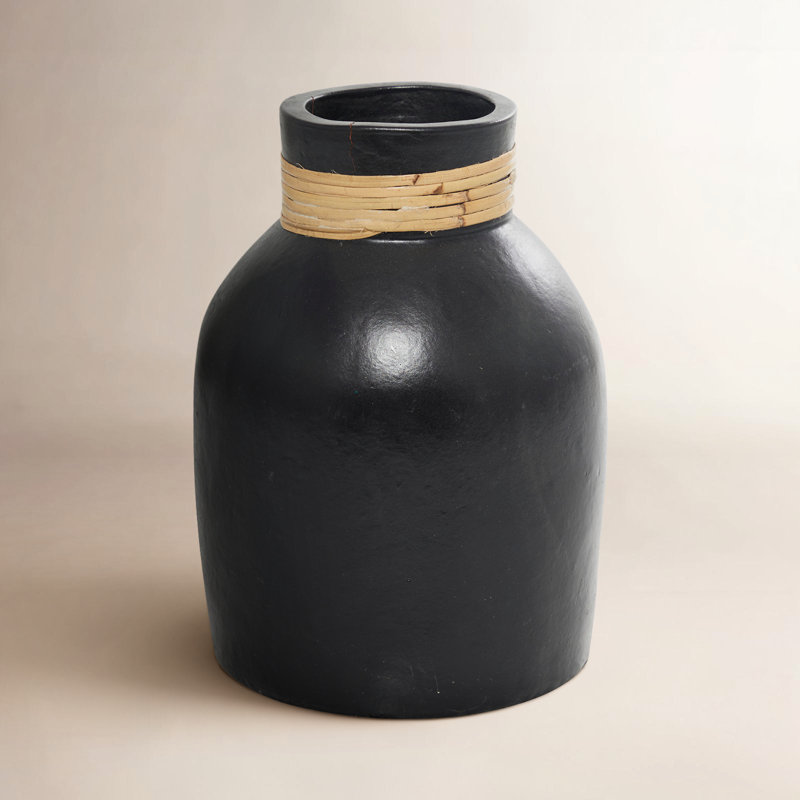 Terracotta Decorative Bottle, Black, 11.25" H x 8.05" W x 8.05" D