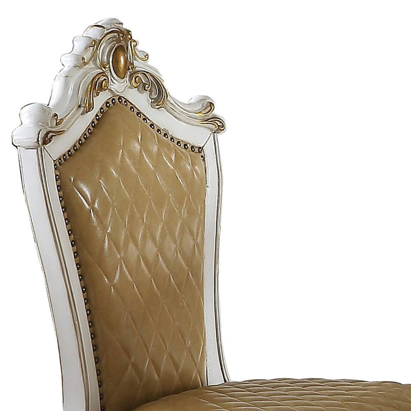 Upholstered Counter Stool, Brown, White