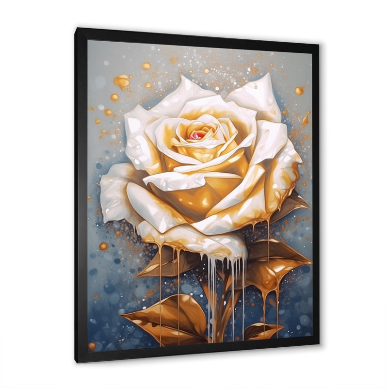 Crème or rose rêverie, Cadre photo noir, H 32 po x l 24 po x P 1 po