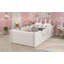 Très grand lit plateforme tapissier, beige