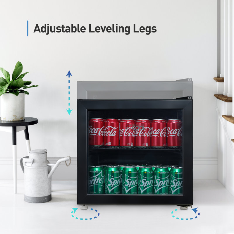 Compact Black 1.7 Cu. Ft. Beverage Cooler with Glass Door