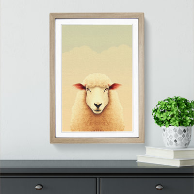 Sheep Minimalism No.4 - Single Picture Frame Print on Wood
