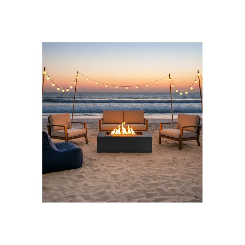 Outdoor Rectangular Propane Fire Pit 40000 BTU,41.9''MGO Patio Heater with Stainless Steel Burner and Free Lava Rocks,Waterproof Cover,Suitable for Courtyard,lawn,patios, decks,swimming pool