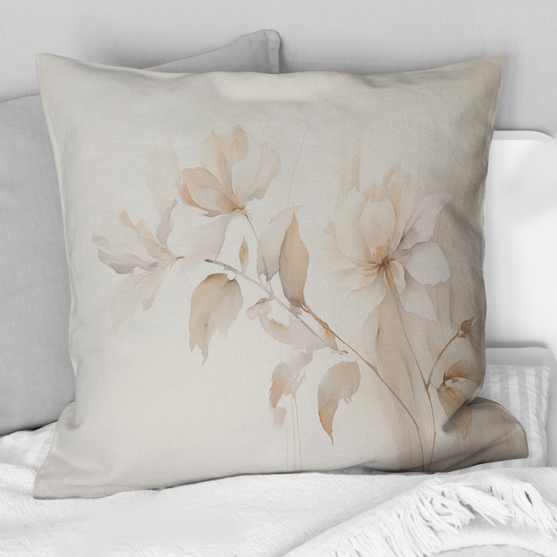 Coussin White Botanical Elegance II - Abstract Botanicals