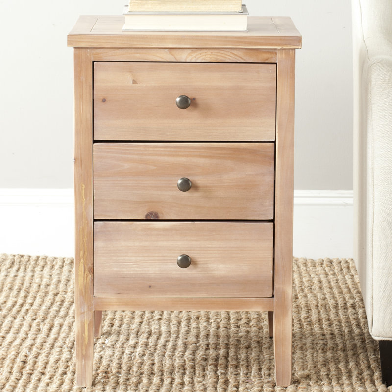 Applonia Solid Wood 3 - Drawer End Table, Red Maple