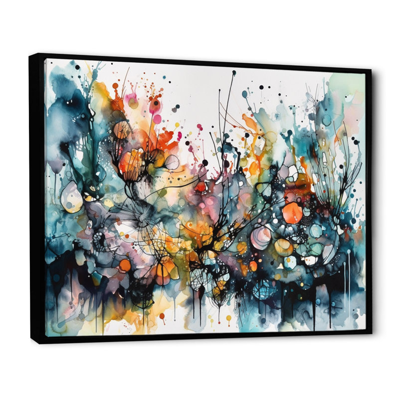 «Boho Dance II» captivant - art mural abstrait pour le salon, H 16 po x l 32 po, Reproduction avec cadre flottant, Noir