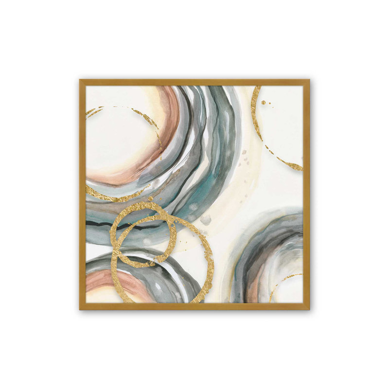 Golden Echoes v1 Rolled Print, Polished Gold Picture Framed, 16" H x 16" W x 1.25" D