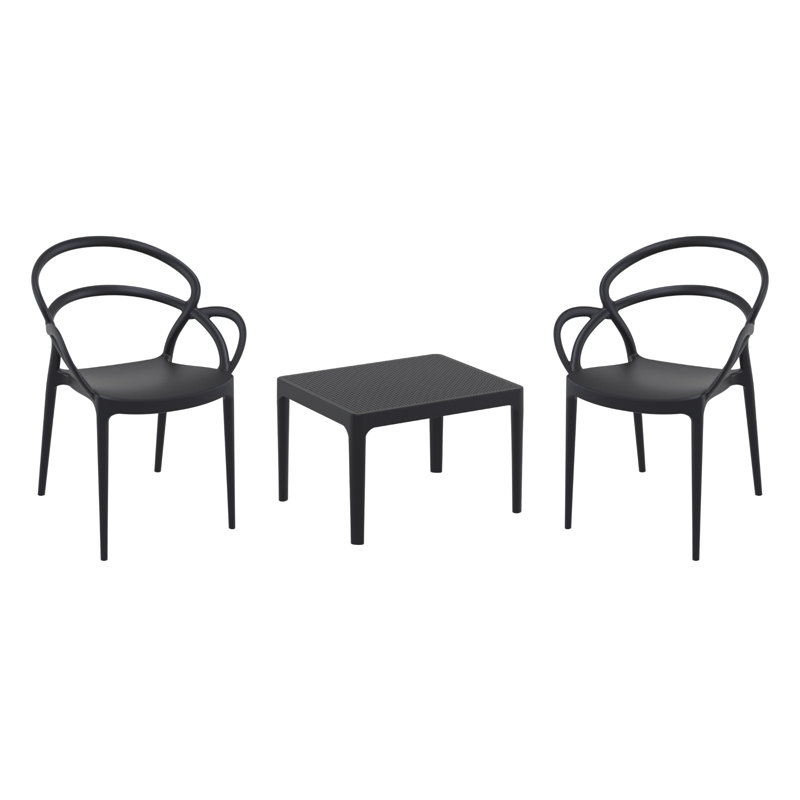 Farrah Mila Armchair 2 Person Seating Set, Black