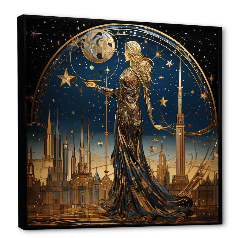Art de l'Islam nuit de l'ascension I - Art mural, Cadre flottant noir, H 16 po x l 16 po x P 1 po
