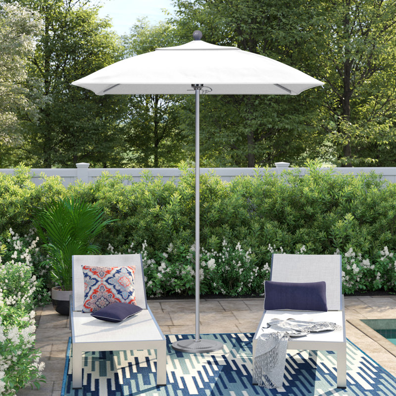 Parasol de marché carré 6 pi Hibo, Bronze, Toile toile naturelle Sunbrella®