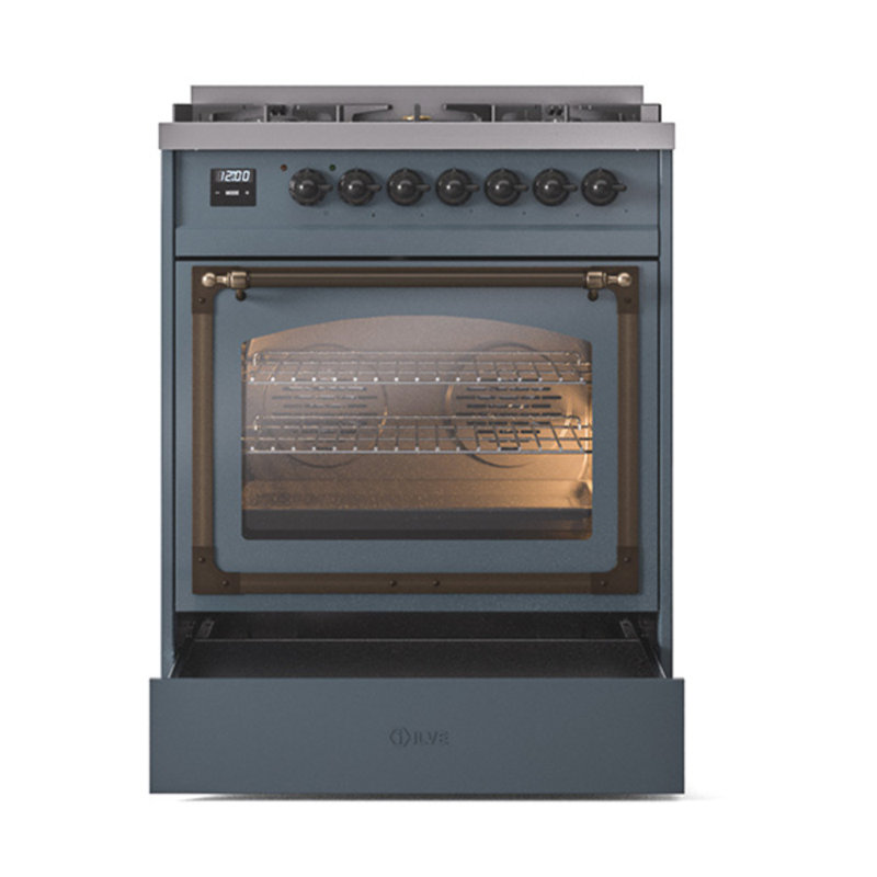 ILVE Nostalgie II Noblesse 30 po à double carburant, Gris-bleu / bronze, Gaz naturel