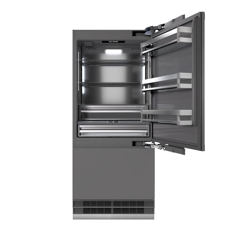 ZLINE 36 in. Panel Ready Built-In Bottom Freezer Refrigerator w/ Graphite Gray Interior