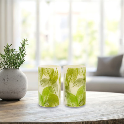 Bougies à cire à DEL en forme de feuille - 2 pièces