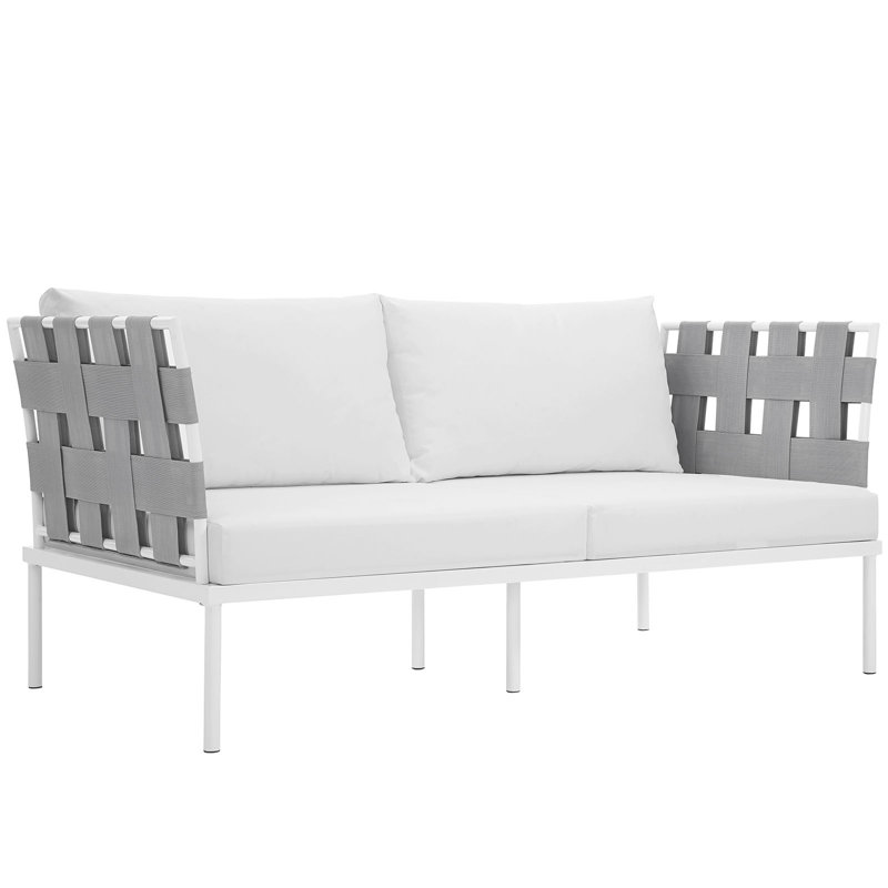 Harmony Outdoor Patio Aluminum Loveseat, White