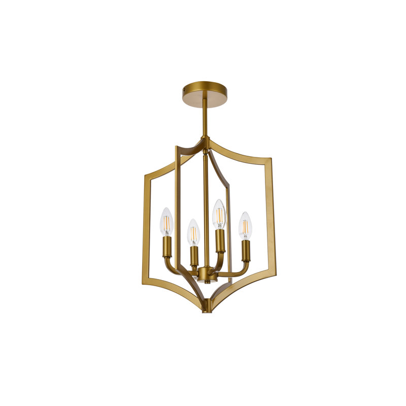 Luminaire suspendu 4 lumières Ayoka, Laiton