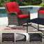 Chaise berçante d'extérieur en osier avec coussins-81152081