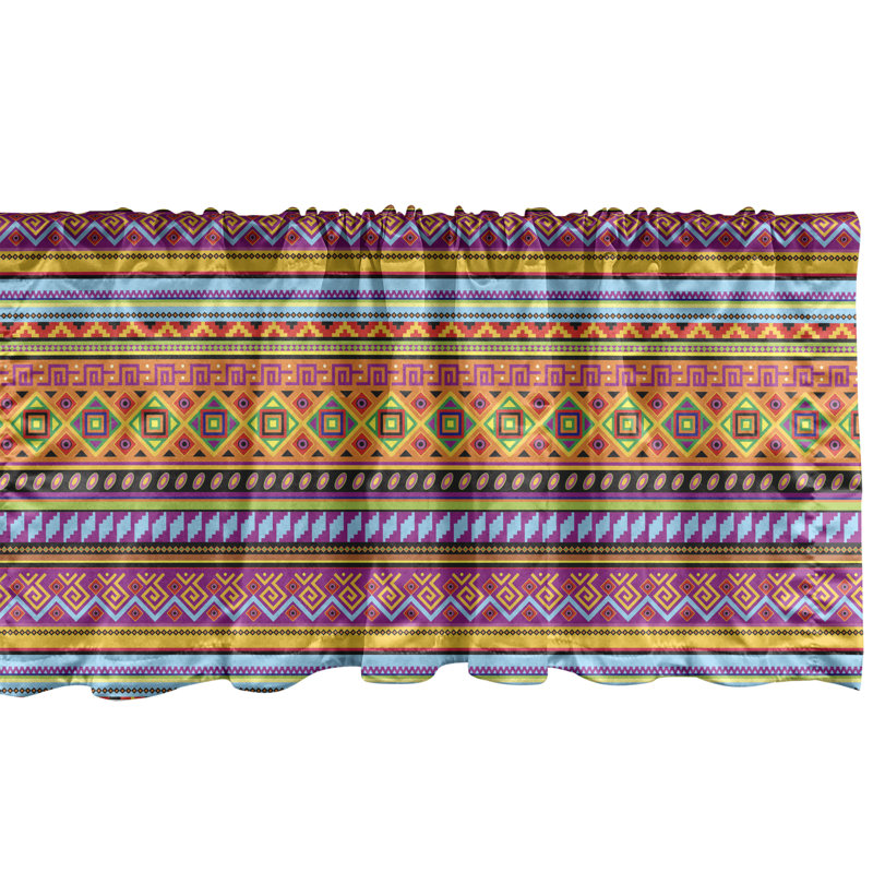 Multicolor Vintage Geometric Satin Rod Pocket Valance 54" x 12"