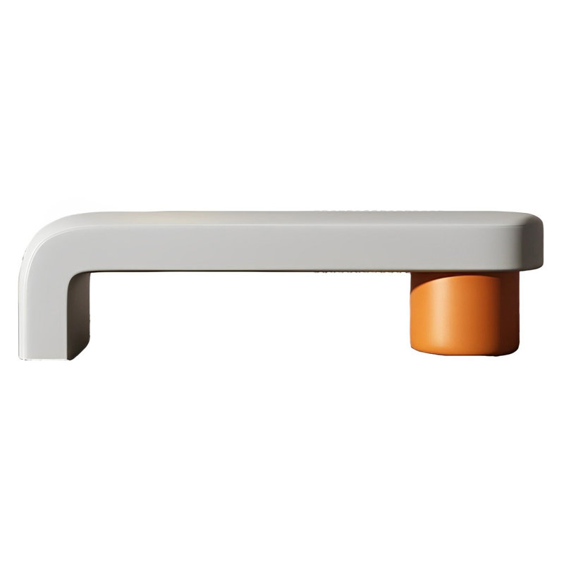 Banc rembourré en similicuir Light Luxury, Orange / gris clair, H 17,71 po x l 78,74 po x P 15,74 po