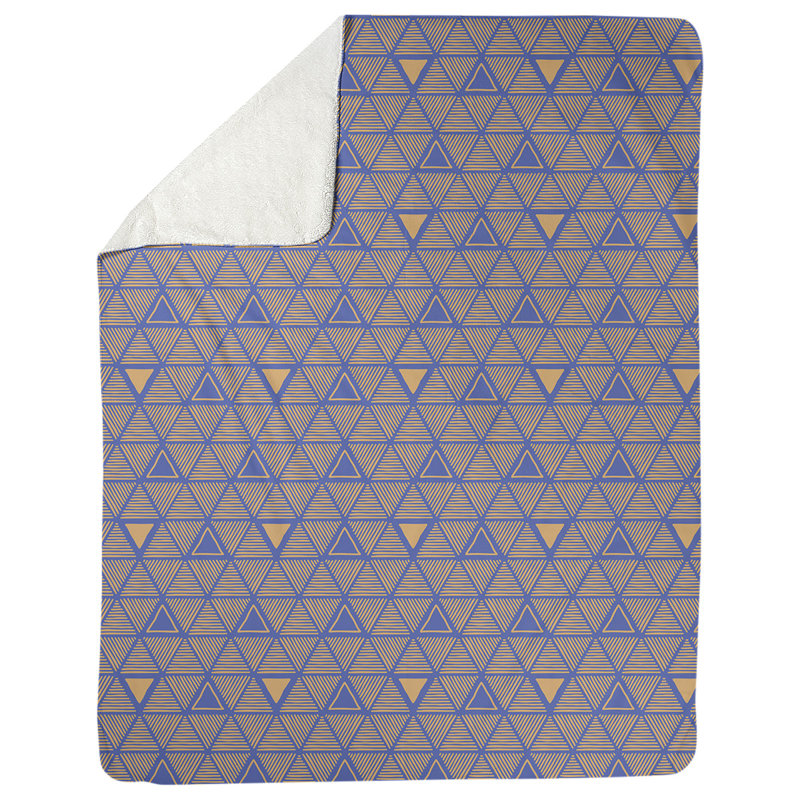 Couverture polairee triangles à la main, l 50 po x L 60 po, Bleu / orange