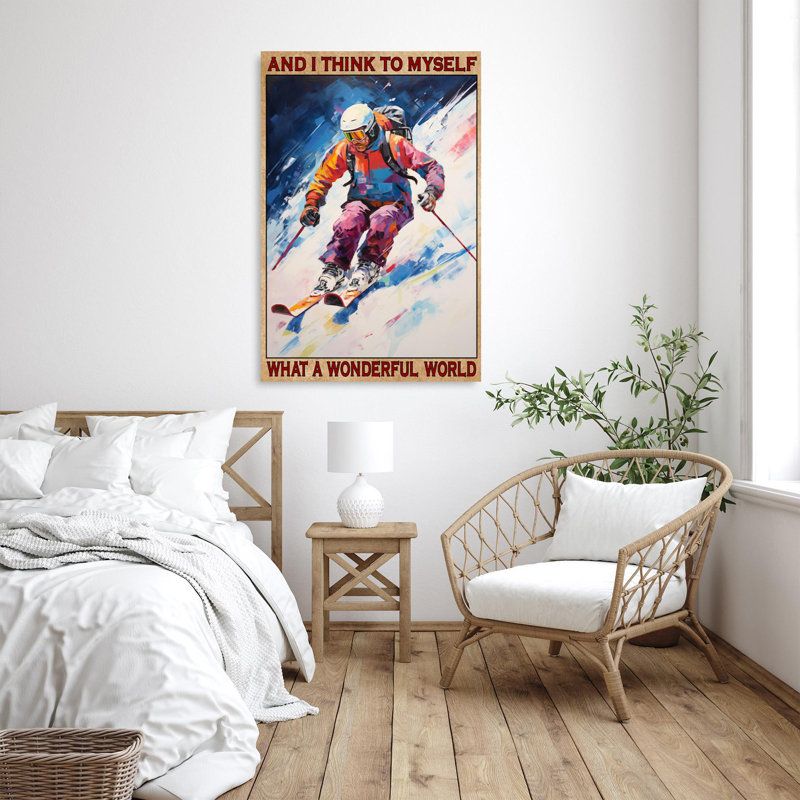 Skier dans un monde merveilleux, H 14 po x l 11 po x P 1,25 po