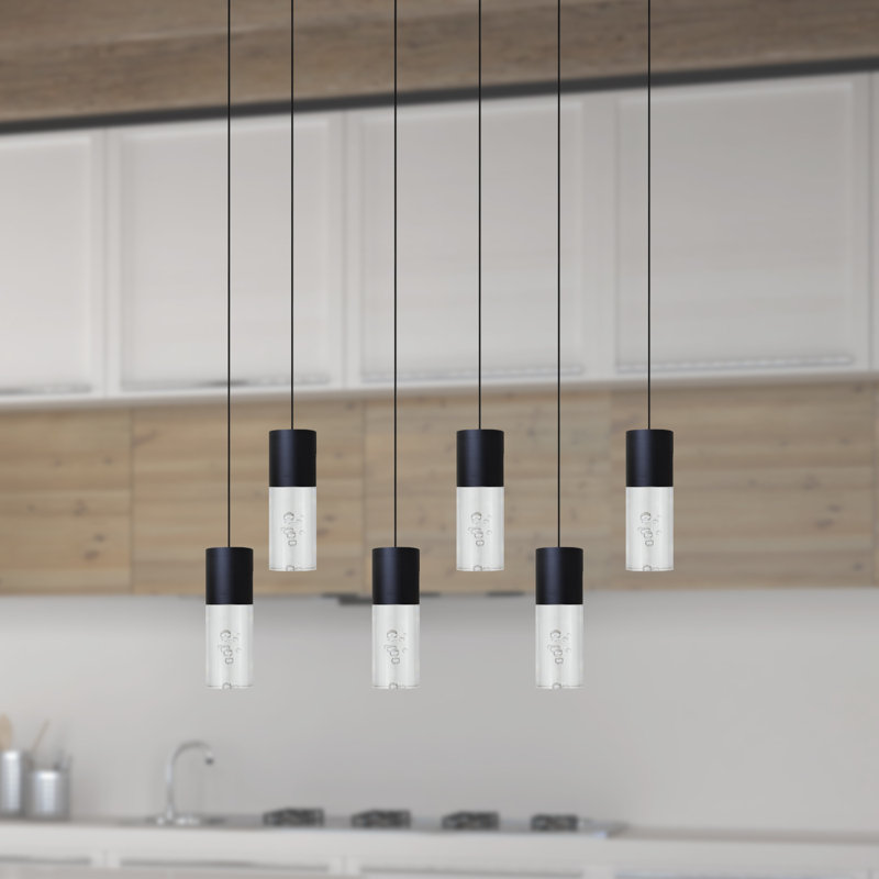 Luminaire suspendu cylindrique 6 lumières DEL Andromedae, Noir
