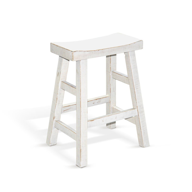 Anneliesa Solid Wood Counter Stool, Counter Stool (24" Seat Height), White