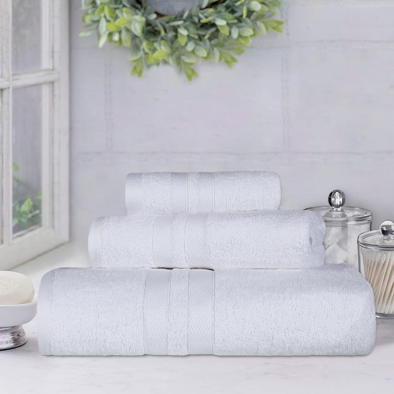 Charie Quick-Drying 3 Piece 100% Cotton Towel Set, White 