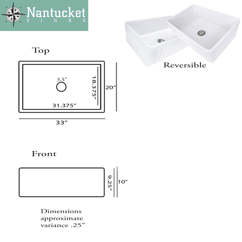 33'' L Single Basin Kitchen Sink