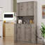 Armoire de rangement pour garde-manger de 71 po de hauteur avec 6 portes, huche de cuisine avec support pour micro-ondes, armoire de rangement avec tablettes réglables, garde-manger moderne avec tiroir pour la salle à manger de cuisine-1606295093