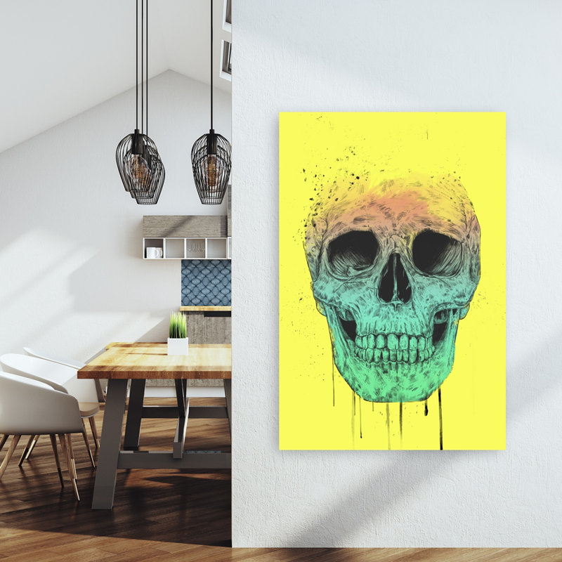 «Vibrant Gradient Skull Abstract», reproduction d'art murale contemporaine, 60" H x 40" W