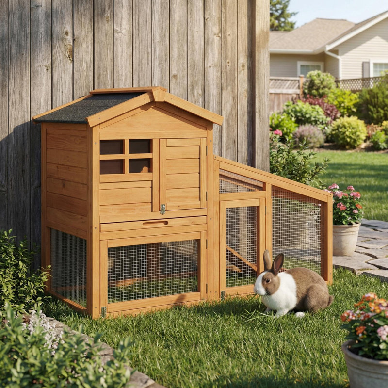 Cage à lapin à double couche - cage à lapins en bois 53 2 l avec plateau amovible