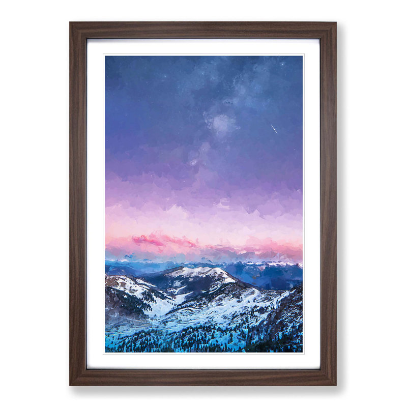Mountain Peaks in the Dolomites Italy in Abstract - Picture Frame Graphic Art Print, 87cm H x 62cm W x 2cm D, Walnut Framed