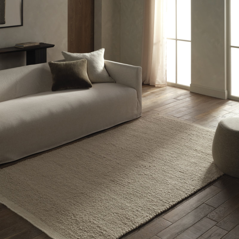Tapis brun clair en mélange de laine tissé à la main Vestra, Rectangle 7 pi 9 po x 9 pi 9 po