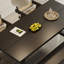 Ensemble de table à manger moderne simple en bois massif noir-103023769