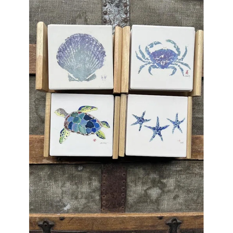 Ensemble de sous-verres Variété (4 x 4) - Table côtière, Sous-verres variés